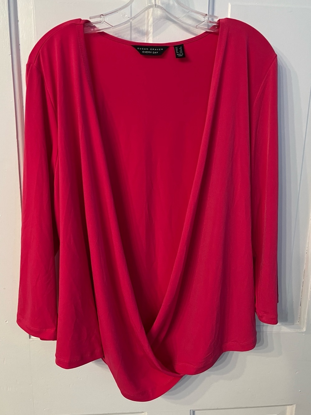 Susan Graver Pink Stretch knit top 3/4 sleeves 1X